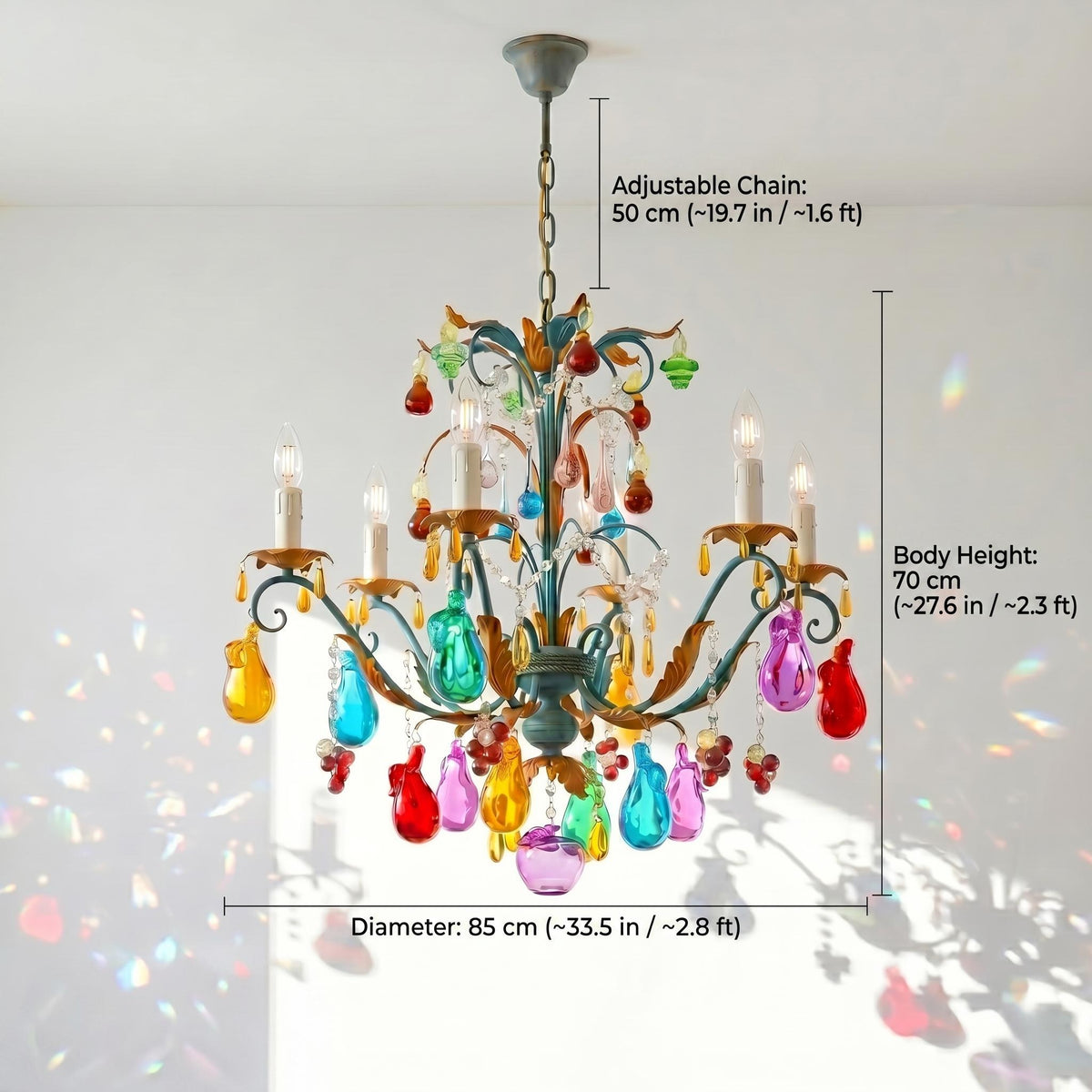 Lustre Iride style Murano verre peint main – LIVO (vue 5)